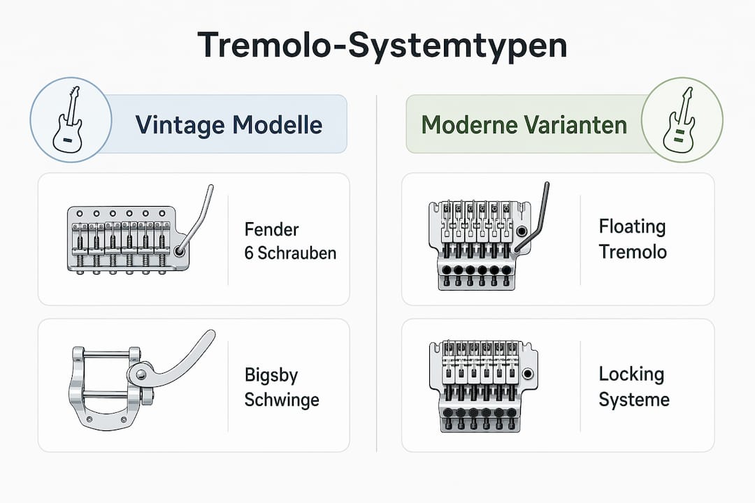 Infografik: Die verschiedenen Tremolo-Systeme im Vergleich