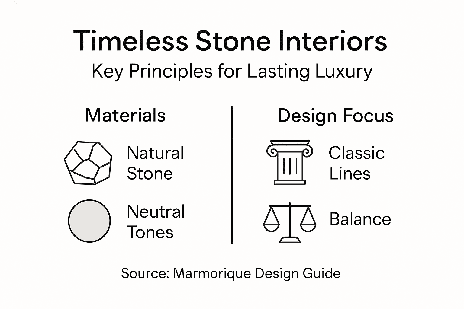 Infographic outlining timeless stone interior principles