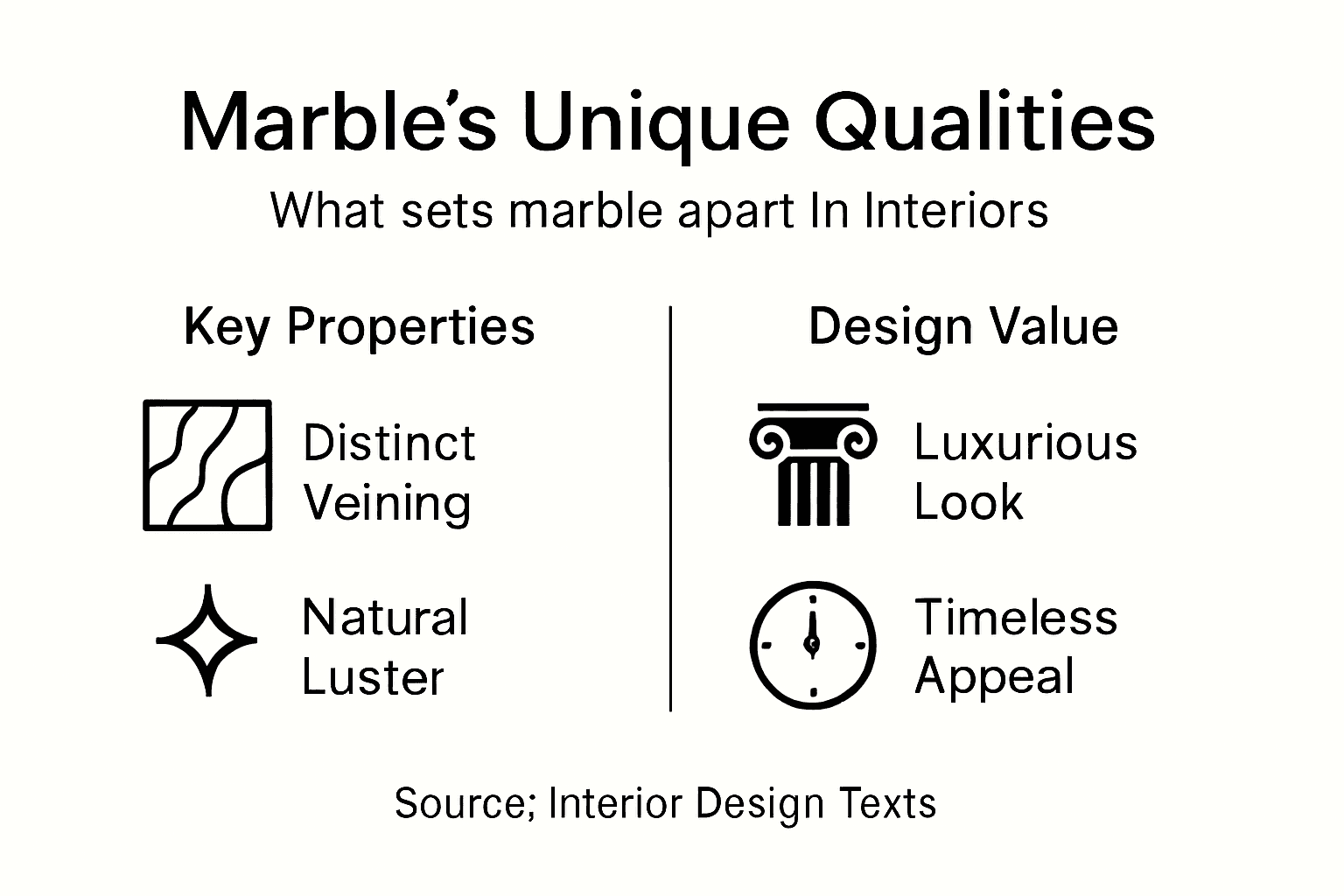 Infographic showing marble’s unique qualities