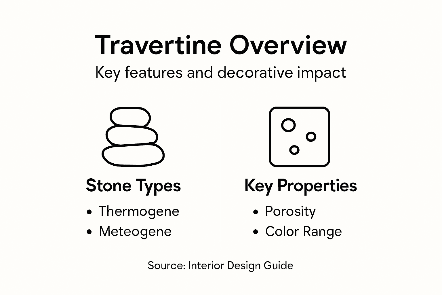 Infografik der Travertinarten und Eigenschaften
