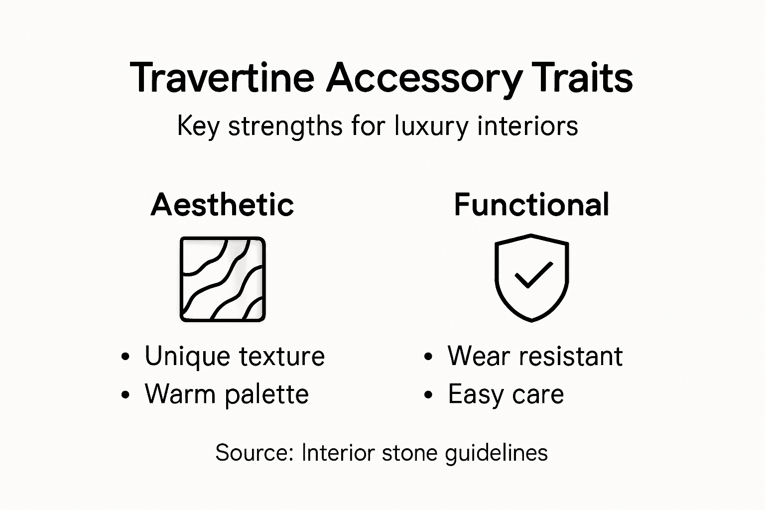 Infographic showing travertine core traits
