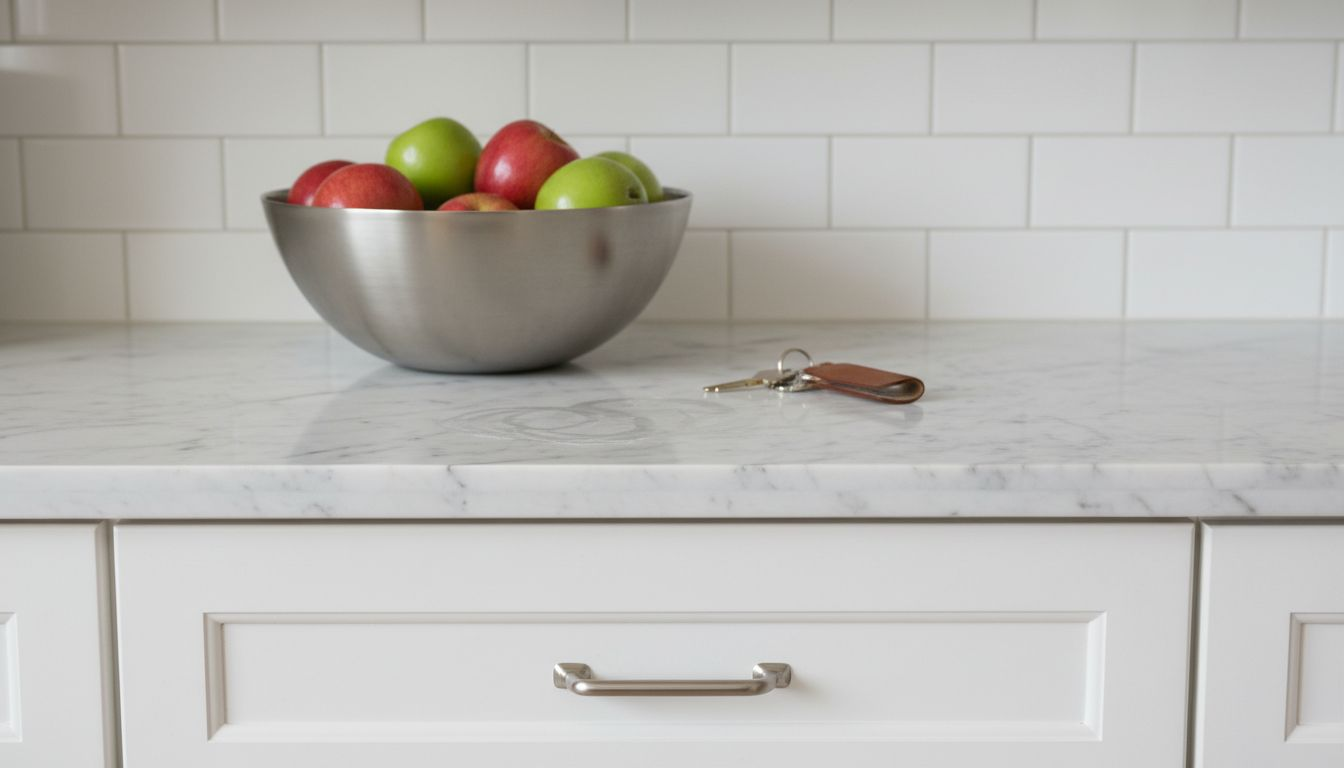 Carrara marble countertop with gray veining