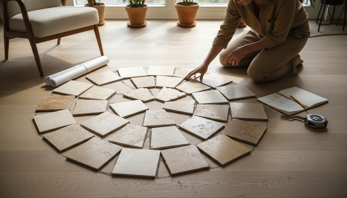 Tiles showing finishes and color variations