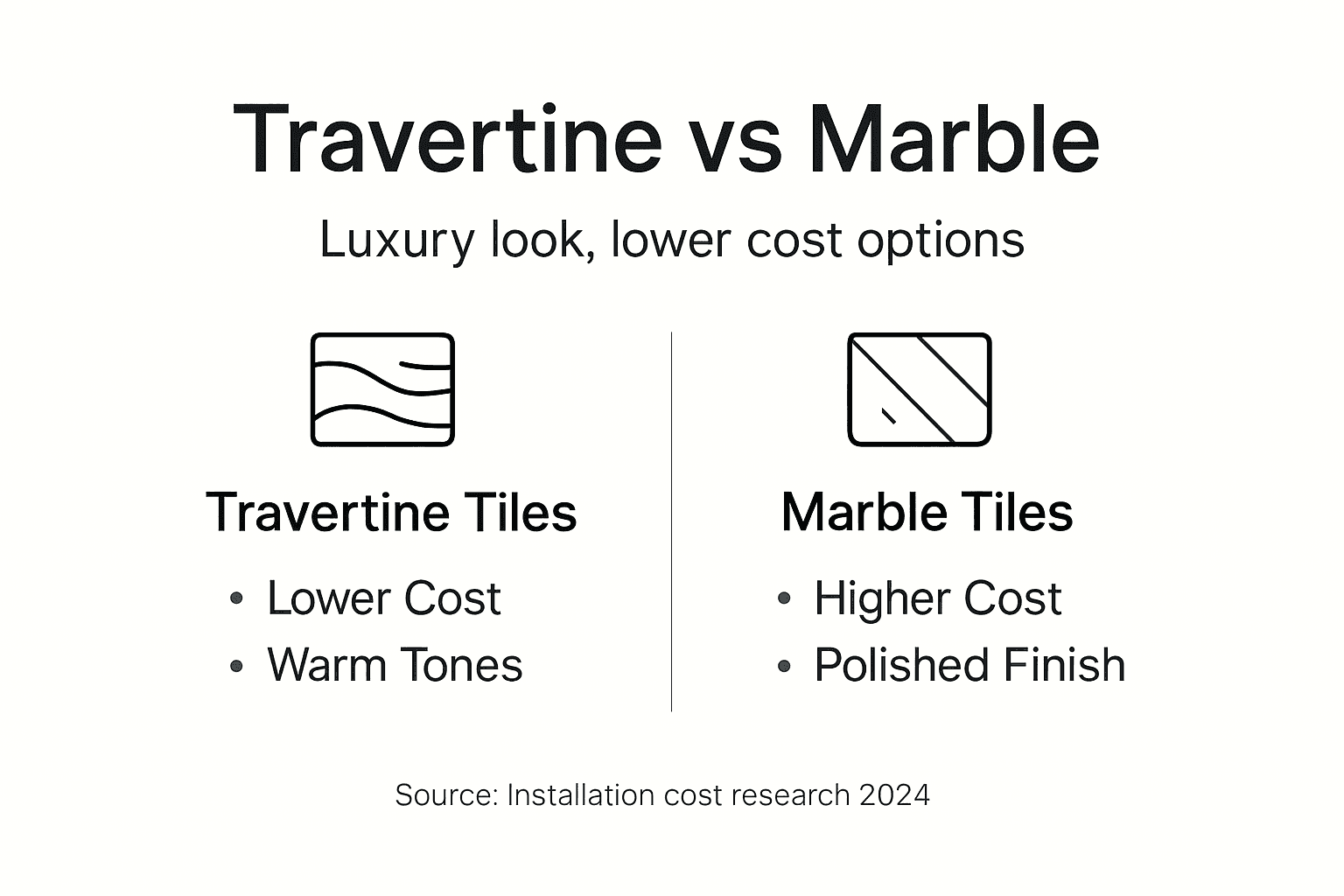 Infographic comparing travertine and marble tiles