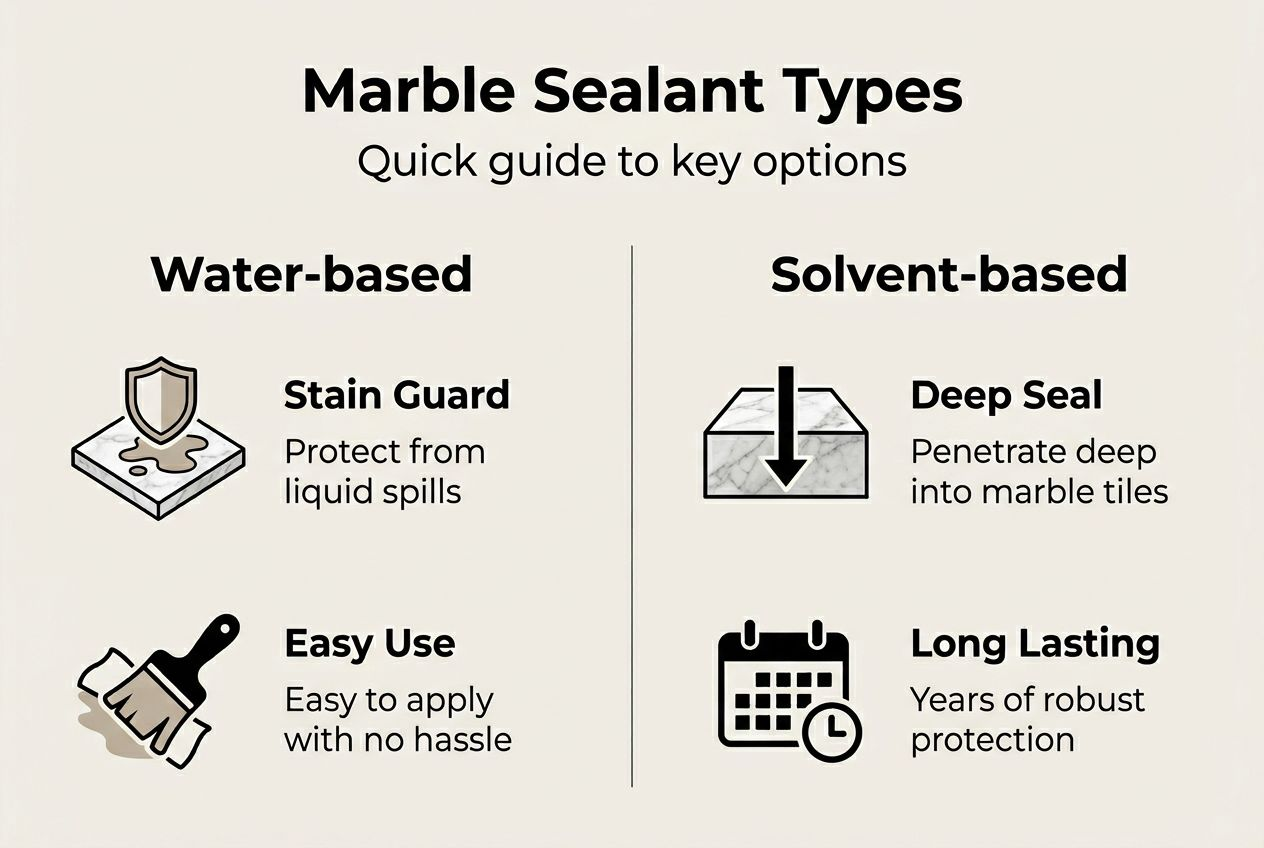 Infographic comparing marble sealant types