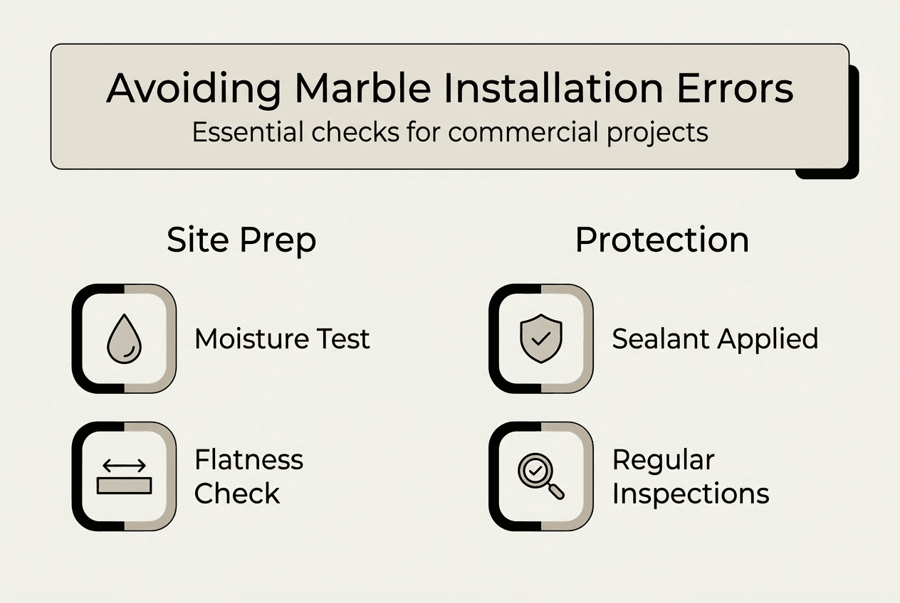 Infographic on marble installation error prevention