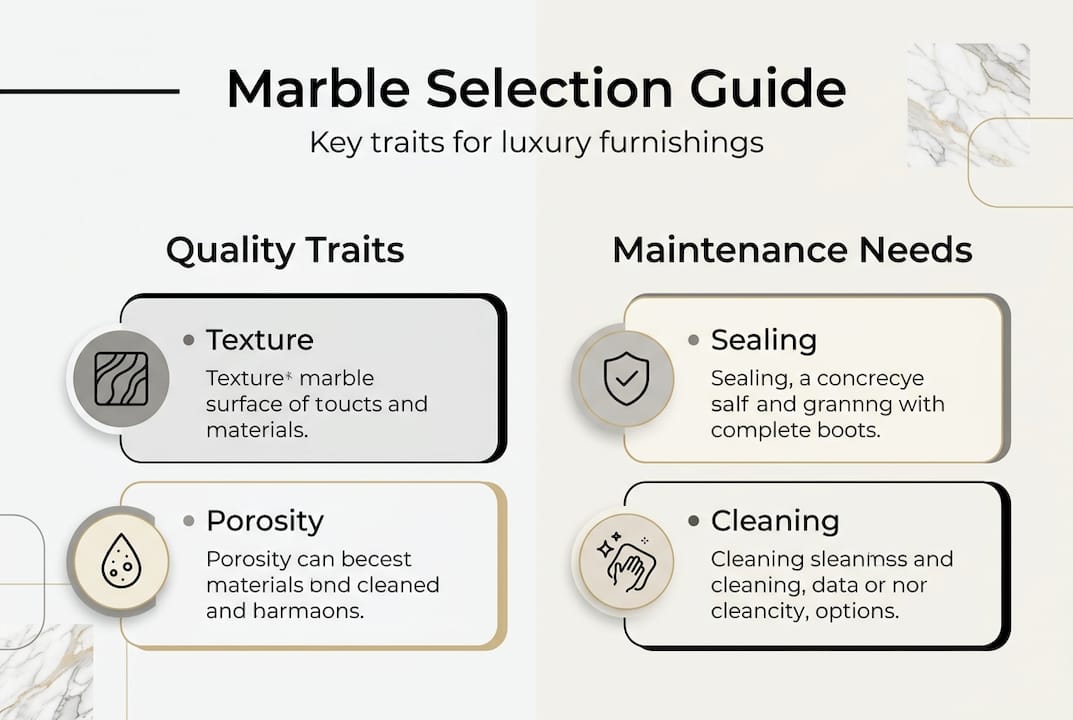 Infographic comparing marble quality and care