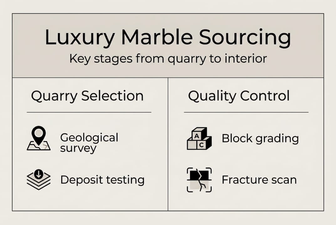Infographic showing stages of luxury marble sourcing