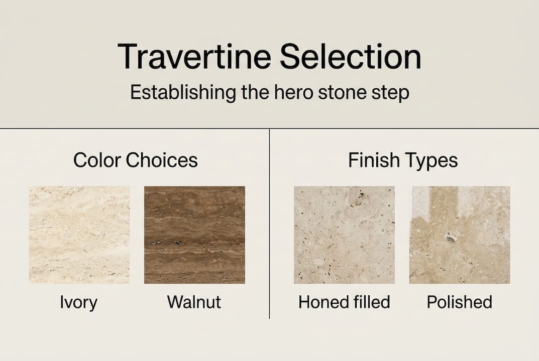 Infographic on picking travertine color and finish
