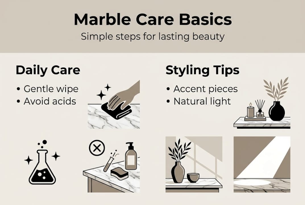 Infographic marble care daily and styling tips