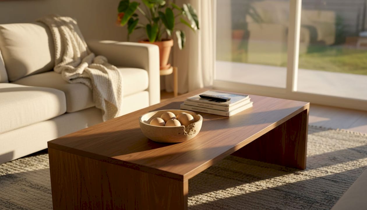 Handmade stone bowl anchors living area