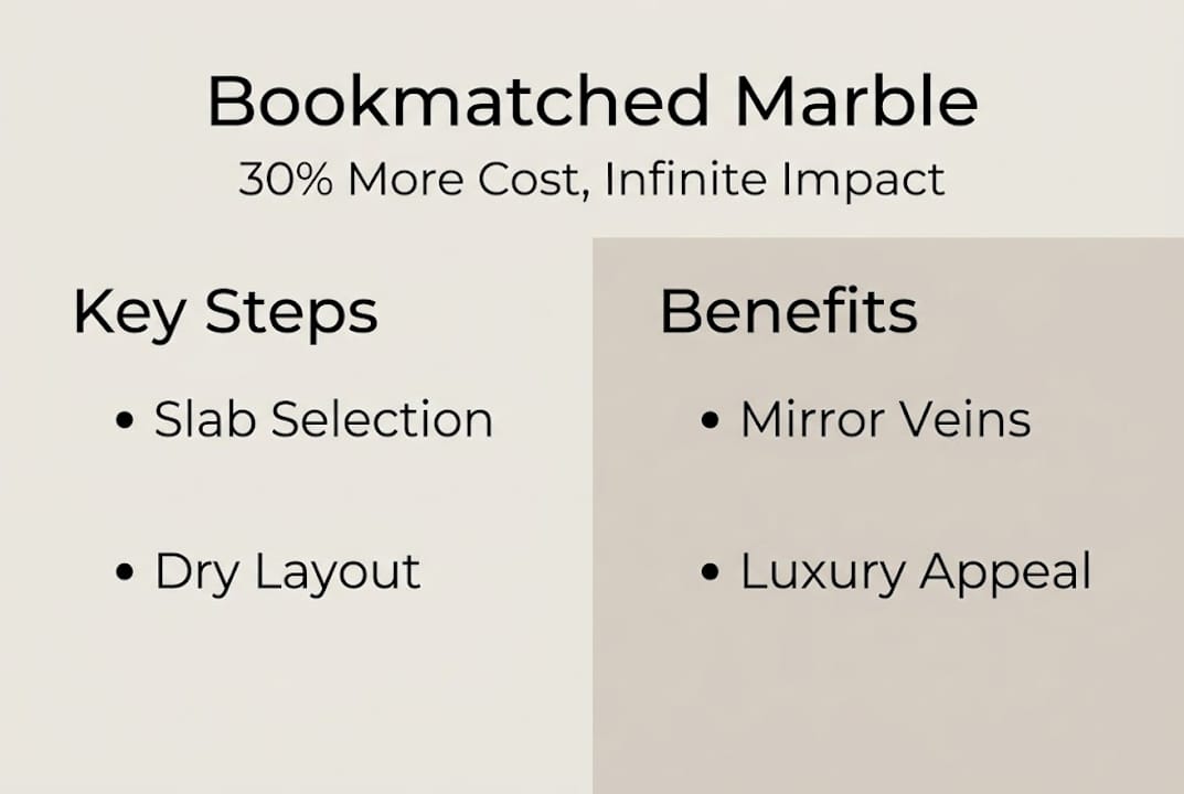 Infographic on bookmatched marble cost and process