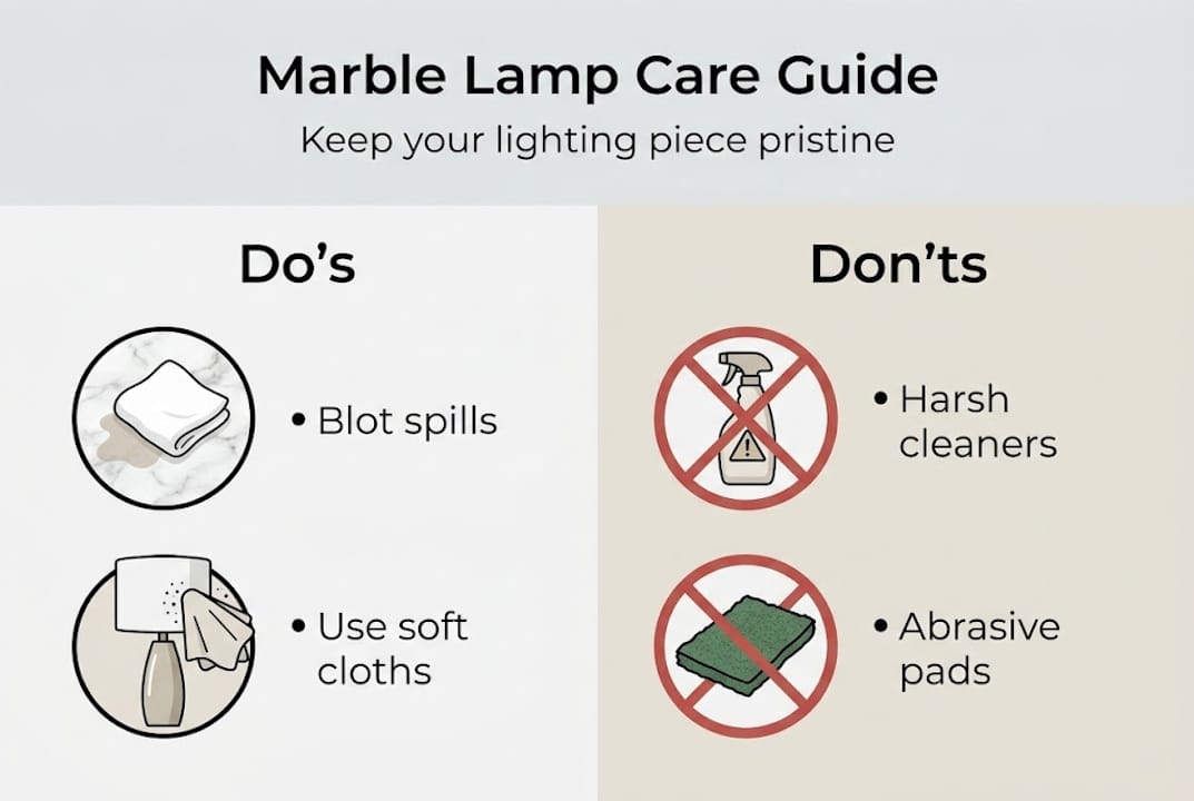 Infographic marble lamp do's and don'ts