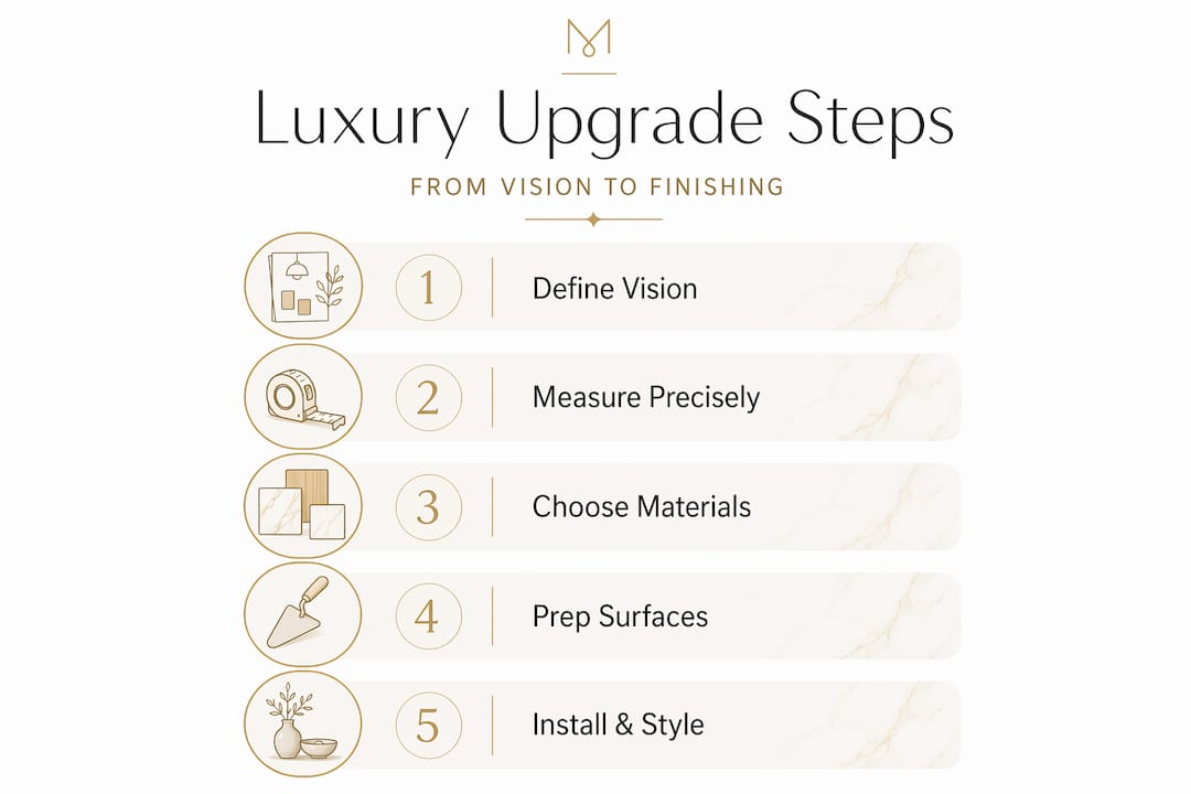 Infographic showing five steps to luxury interior upgrades