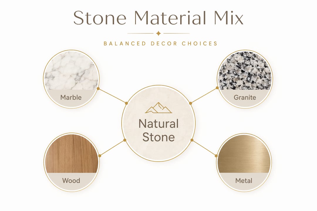 Hierarchy infographic mixing stone materials visually