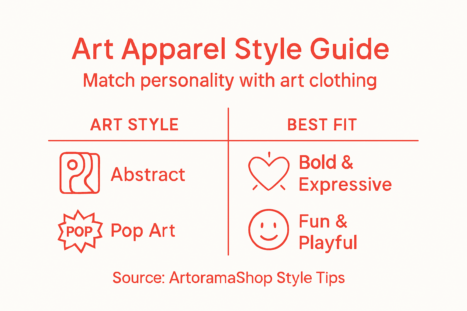 Infographic matching art styles with personalities