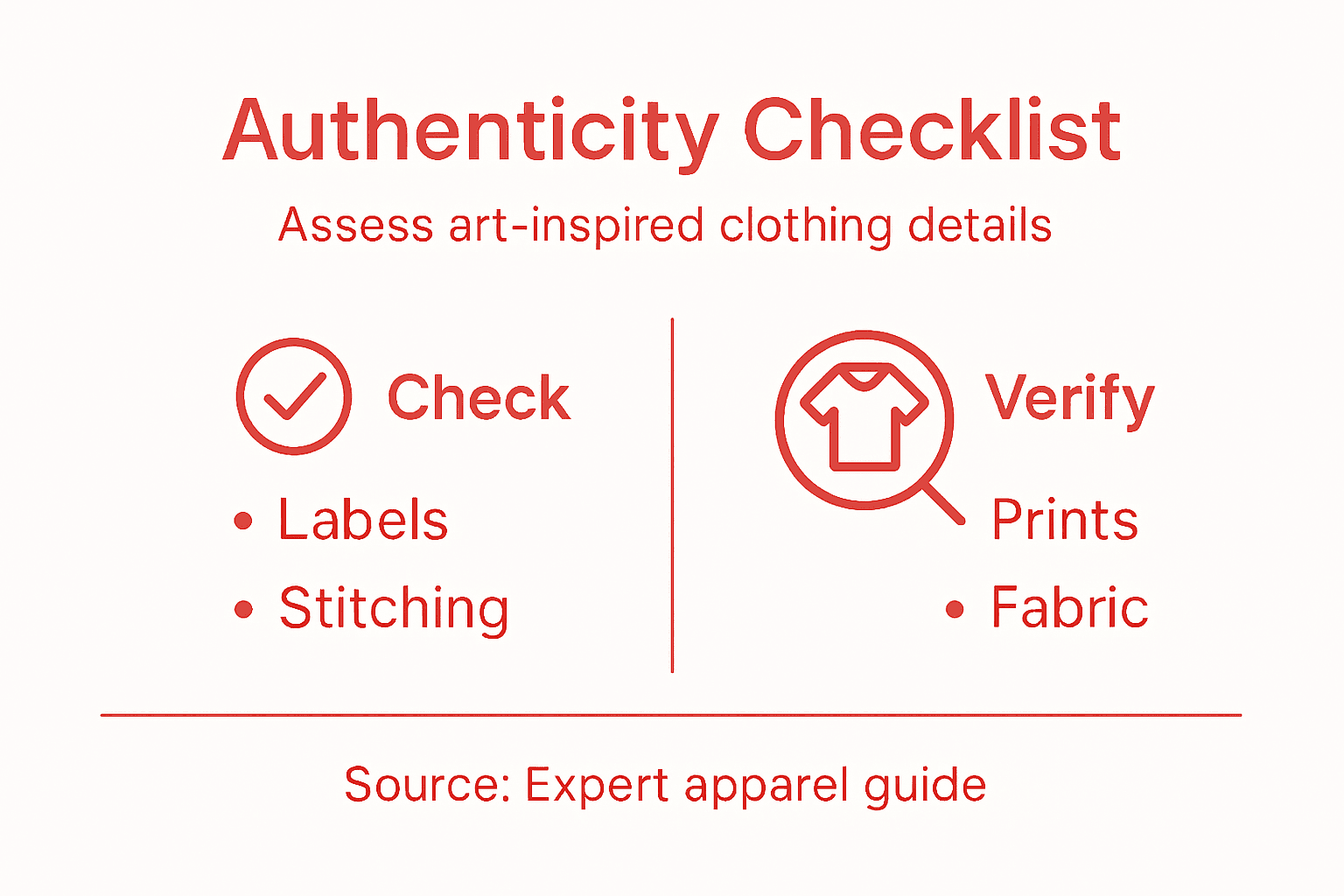 Infographic on verifying art clothing authenticity