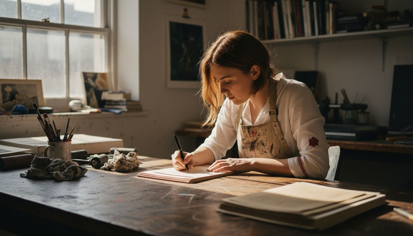 Printmaker signing limited edition lithograph