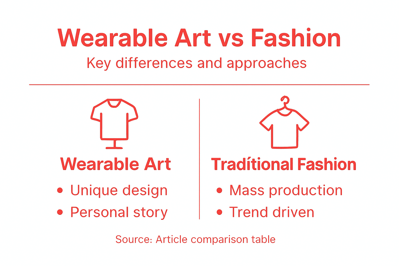Infographic illustrating wearable art and fashion differences