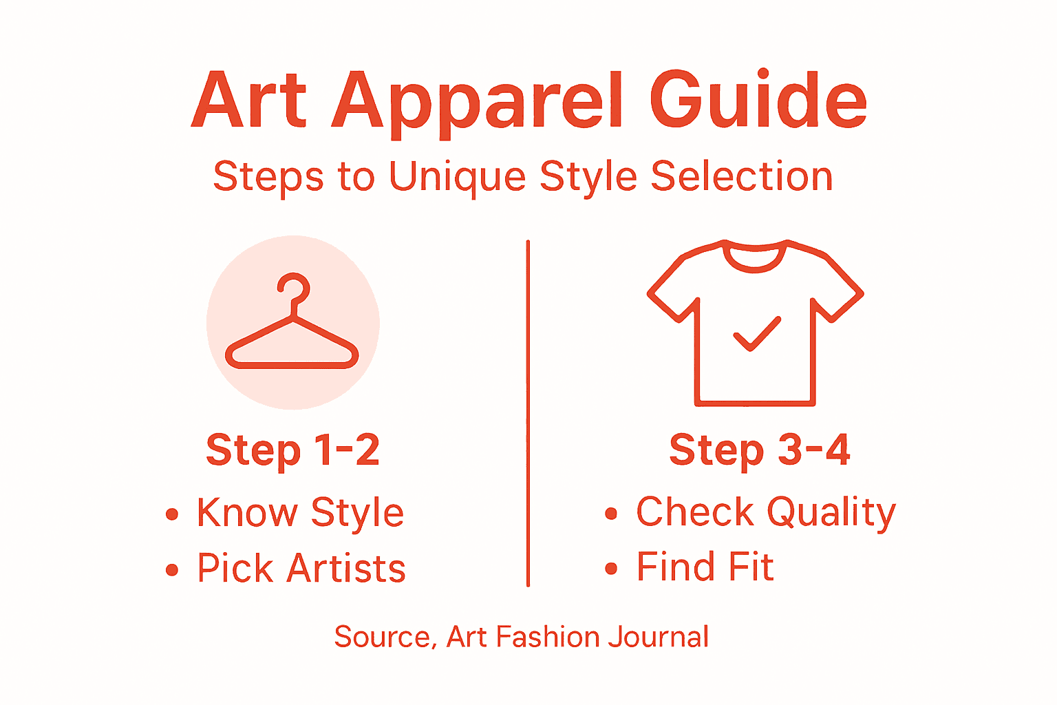 Infographic of art apparel selection steps