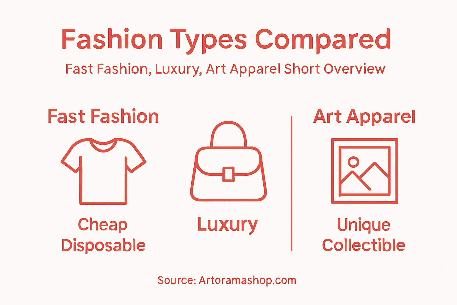 Infographic comparing art apparel to other types