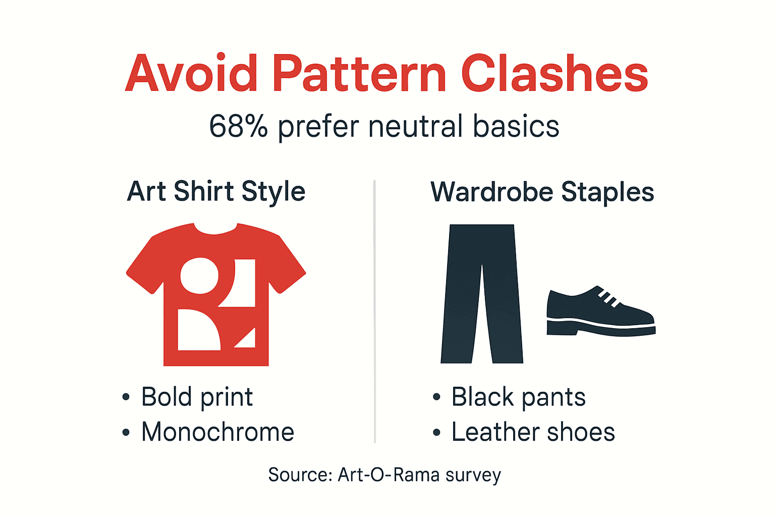 Infographic on avoiding art shirt pattern clashes