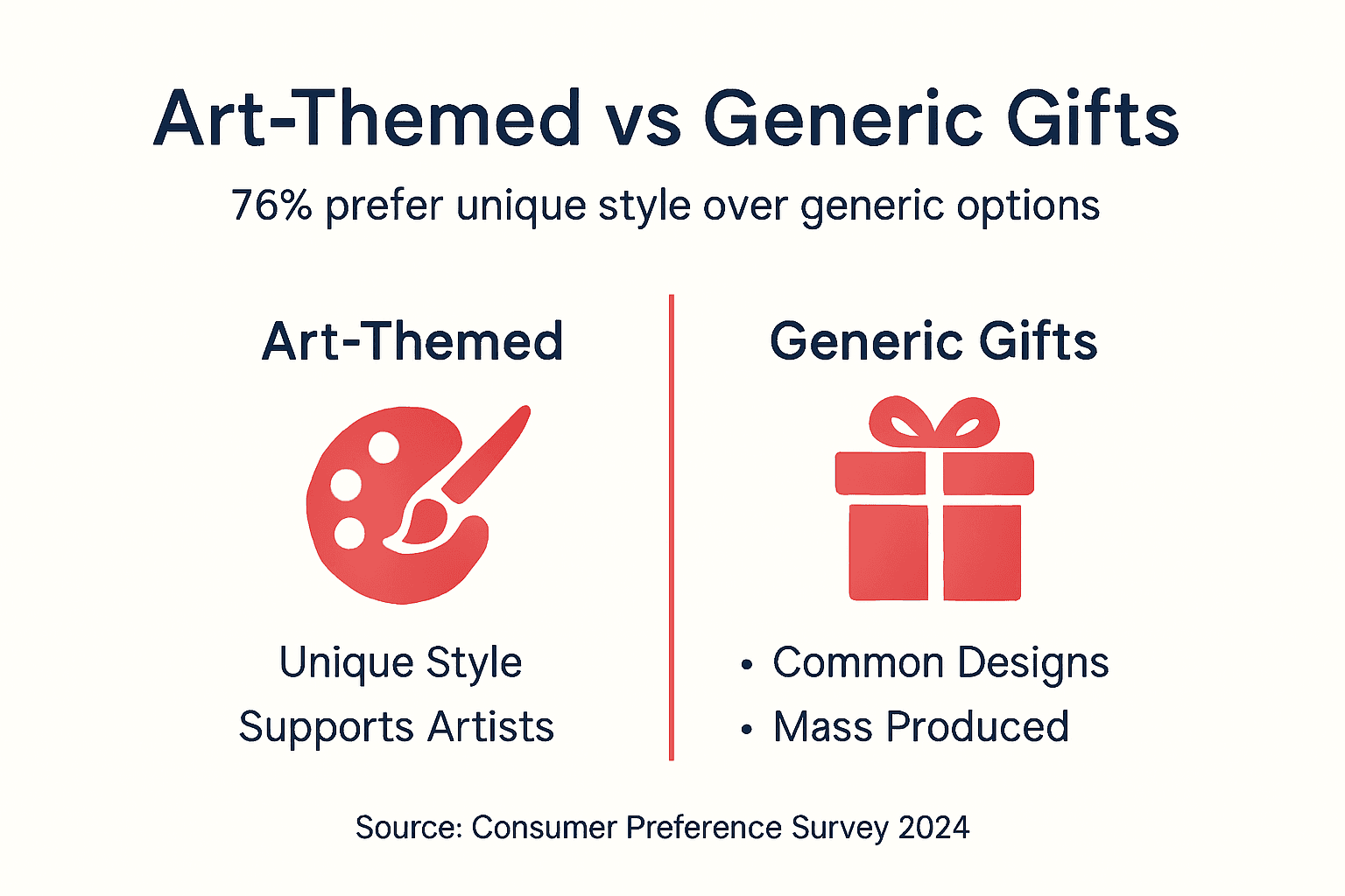 Infographic comparing art-themed and generic gifts