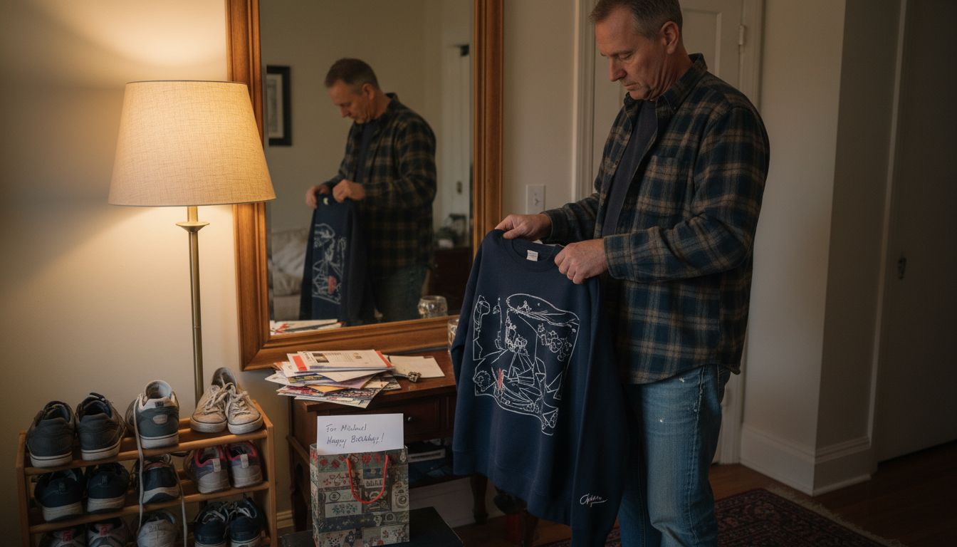 Man folding limited-edition art sweatshirt gift