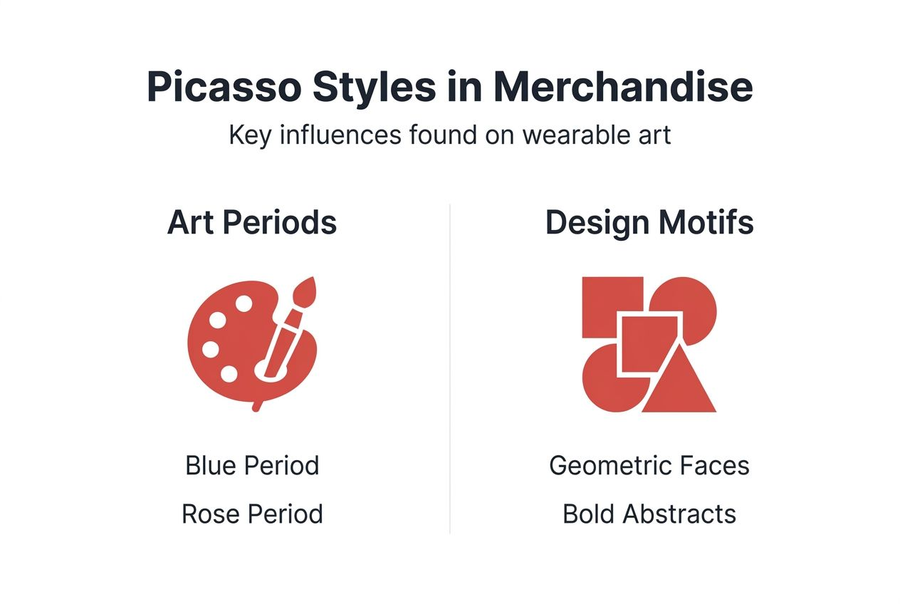 Infographic showing Picasso styles on merchandise