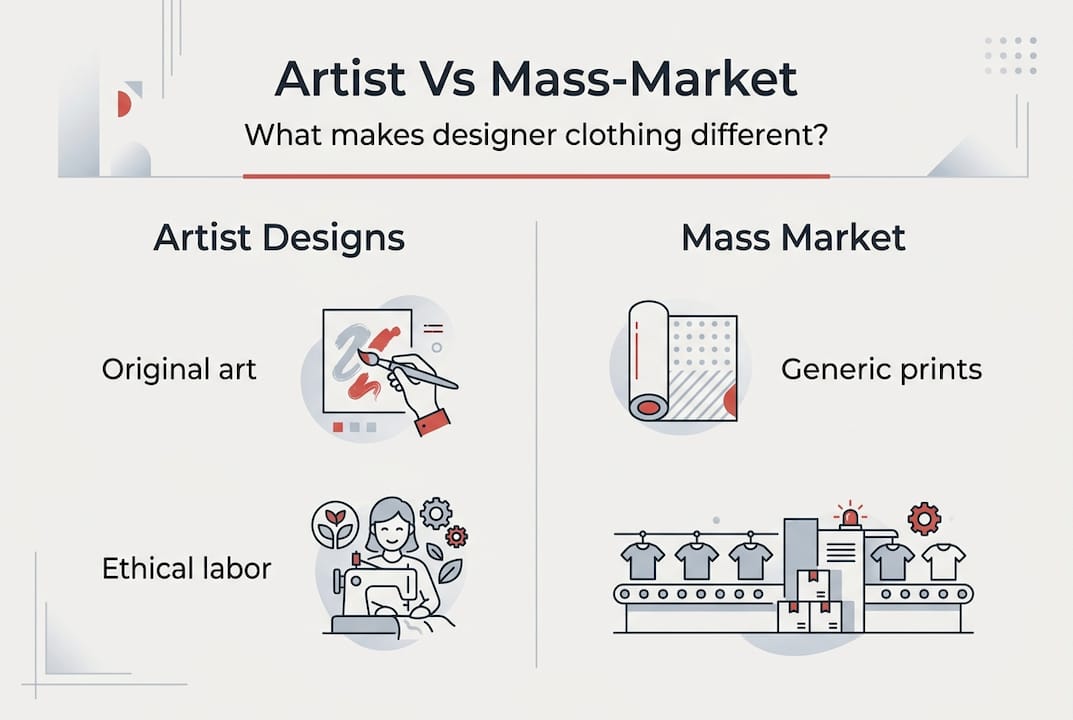 Infographic compares artist and mass market fashion