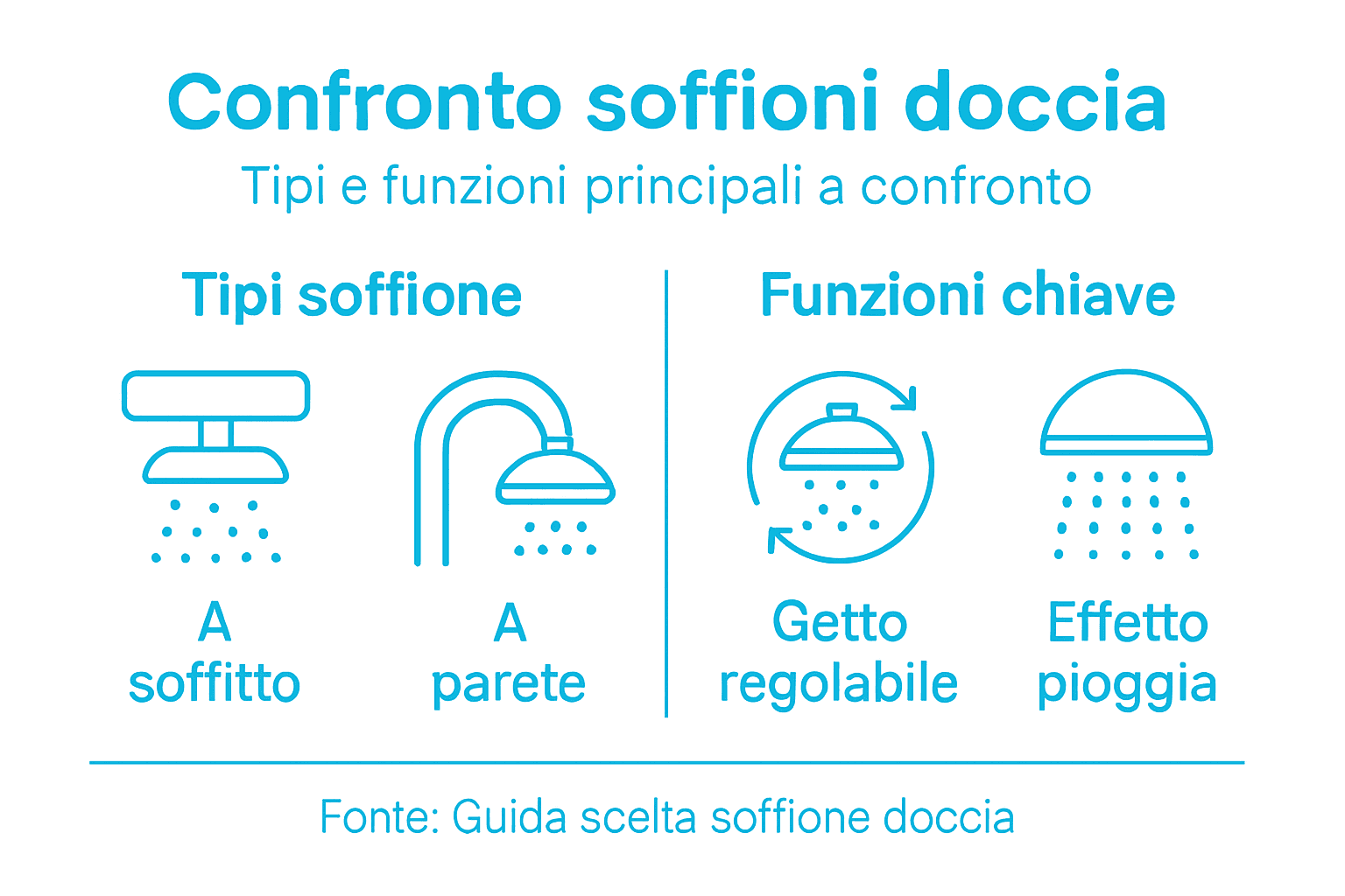 Guida visiva ai diversi modelli di soffioni per la doccia: scopri le principali differenze