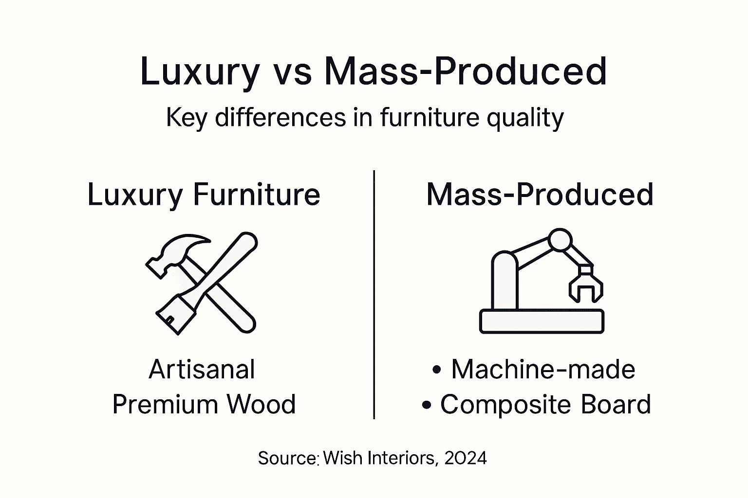 Infographic comparing luxury with mass furniture