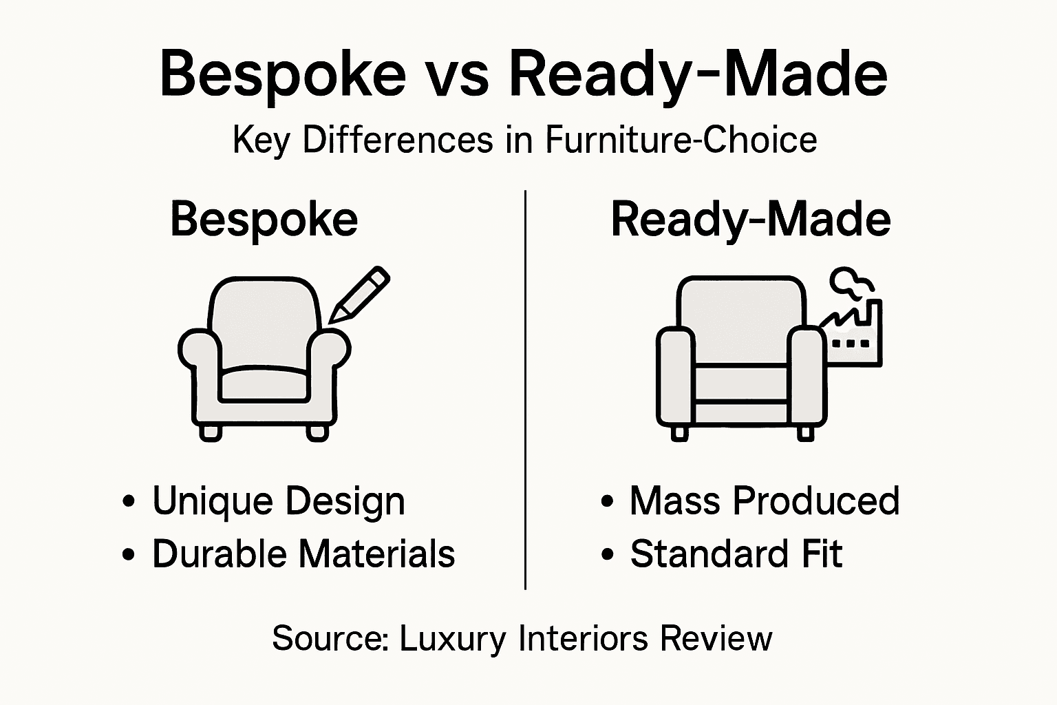 Infographic comparing bespoke and ready-made furniture