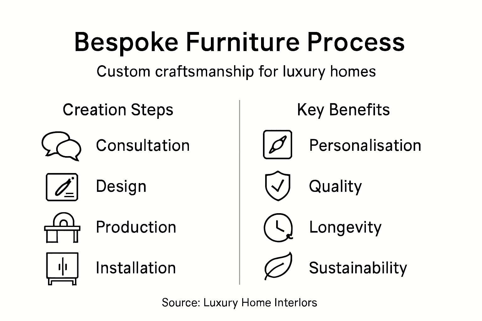 Infographic steps and benefits bespoke furniture