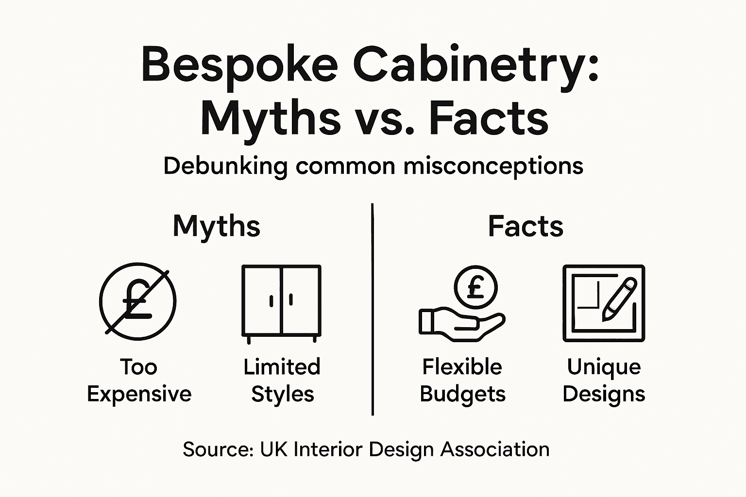 Infographic about bespoke cabinetry myths and facts