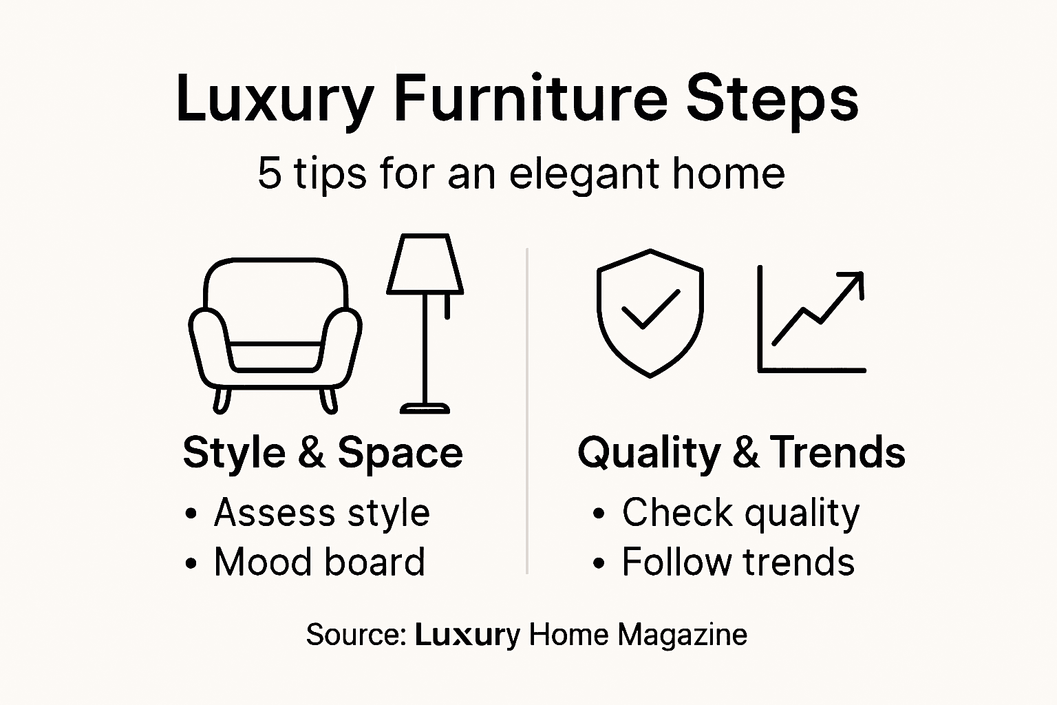 Infographic of luxury furniture selection steps
