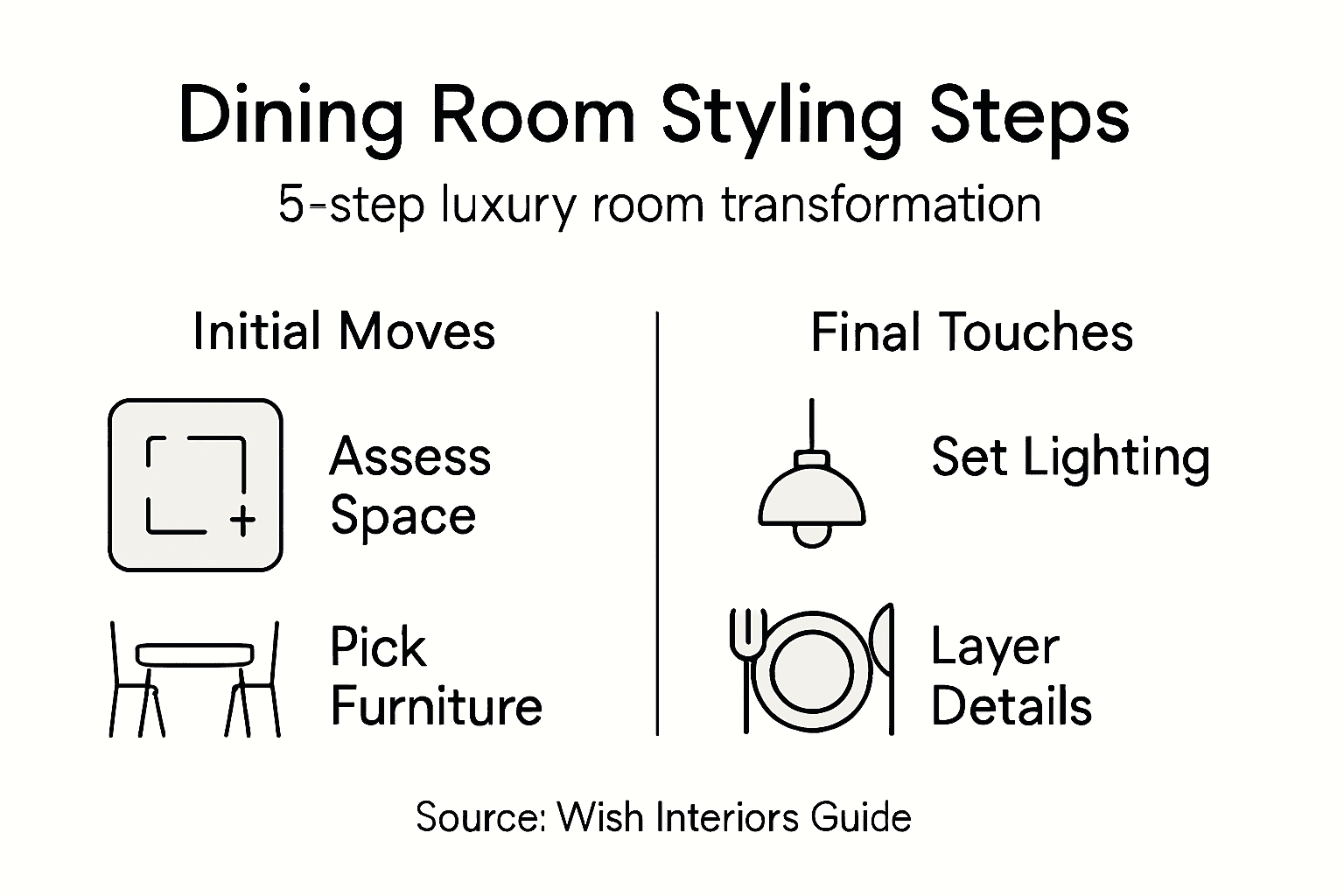 Infographic steps for luxury dining room styling