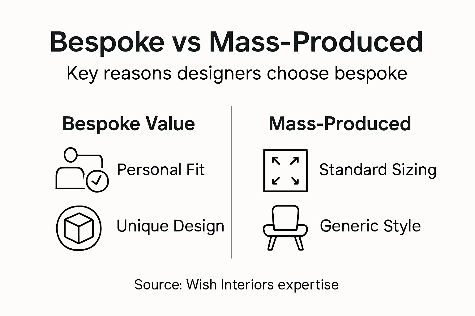 Infographic comparing bespoke and mass-produced furniture