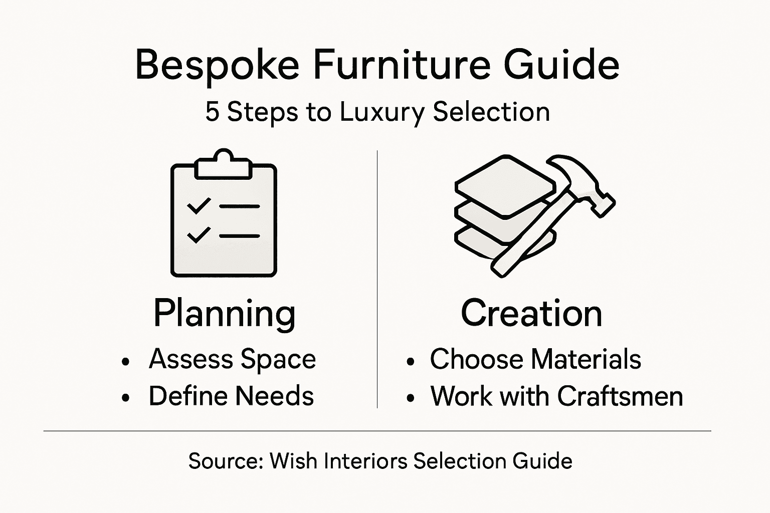 Infographic showing luxury bespoke furniture steps
