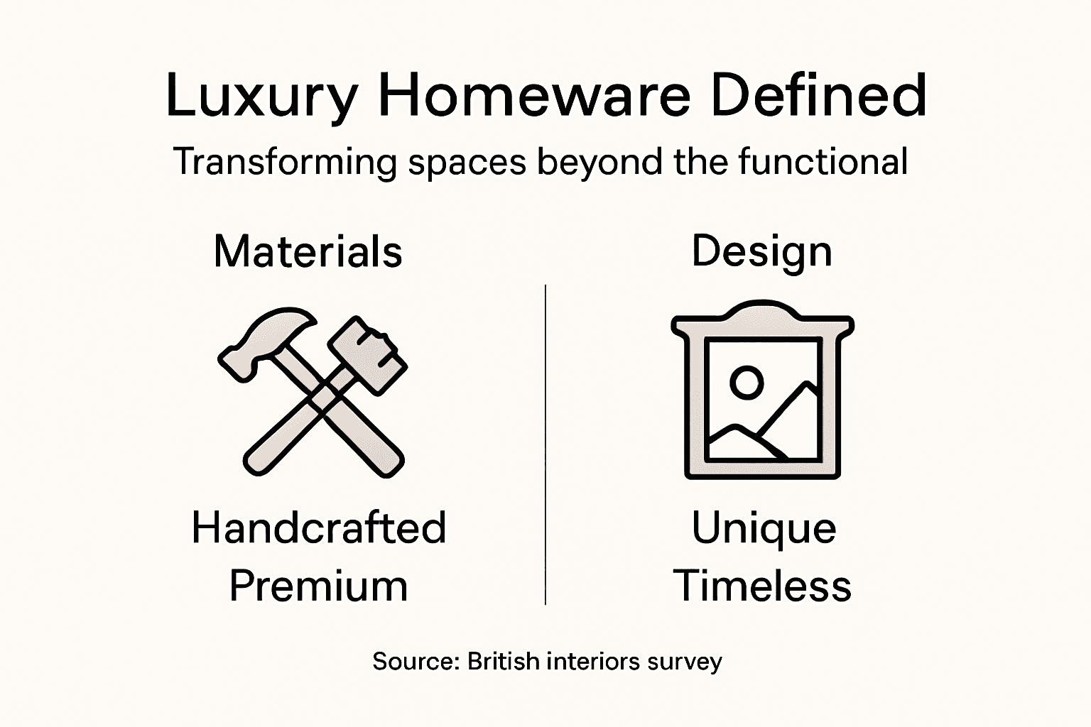 Infographic showing essence of luxury homeware