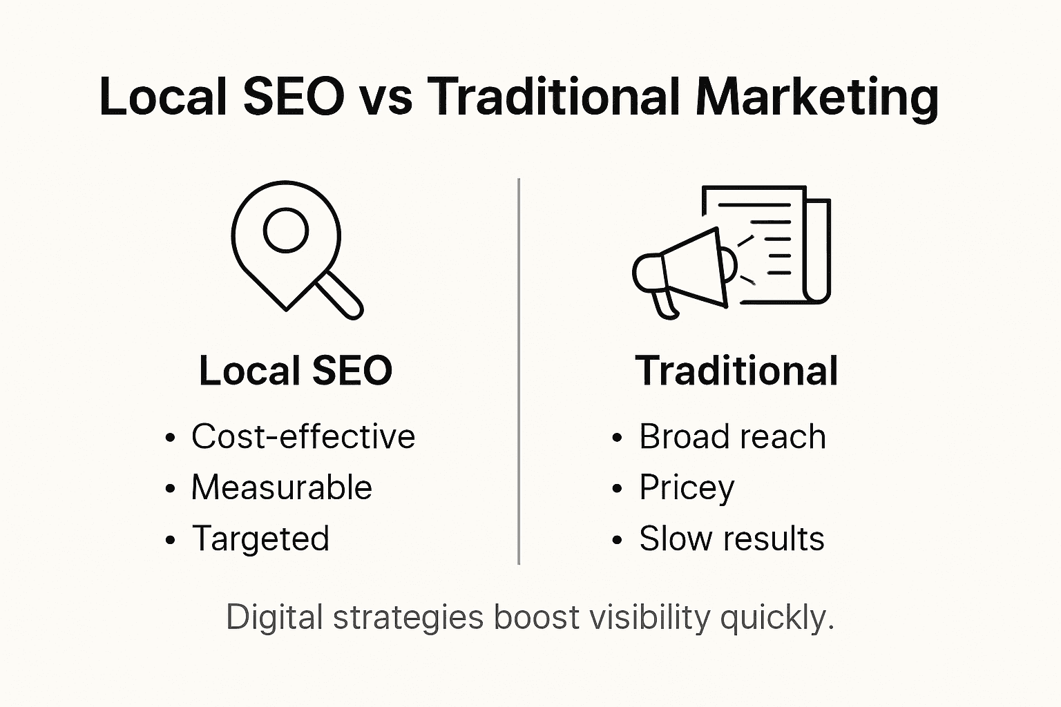 Infographic comparing local SEO and traditional marketing