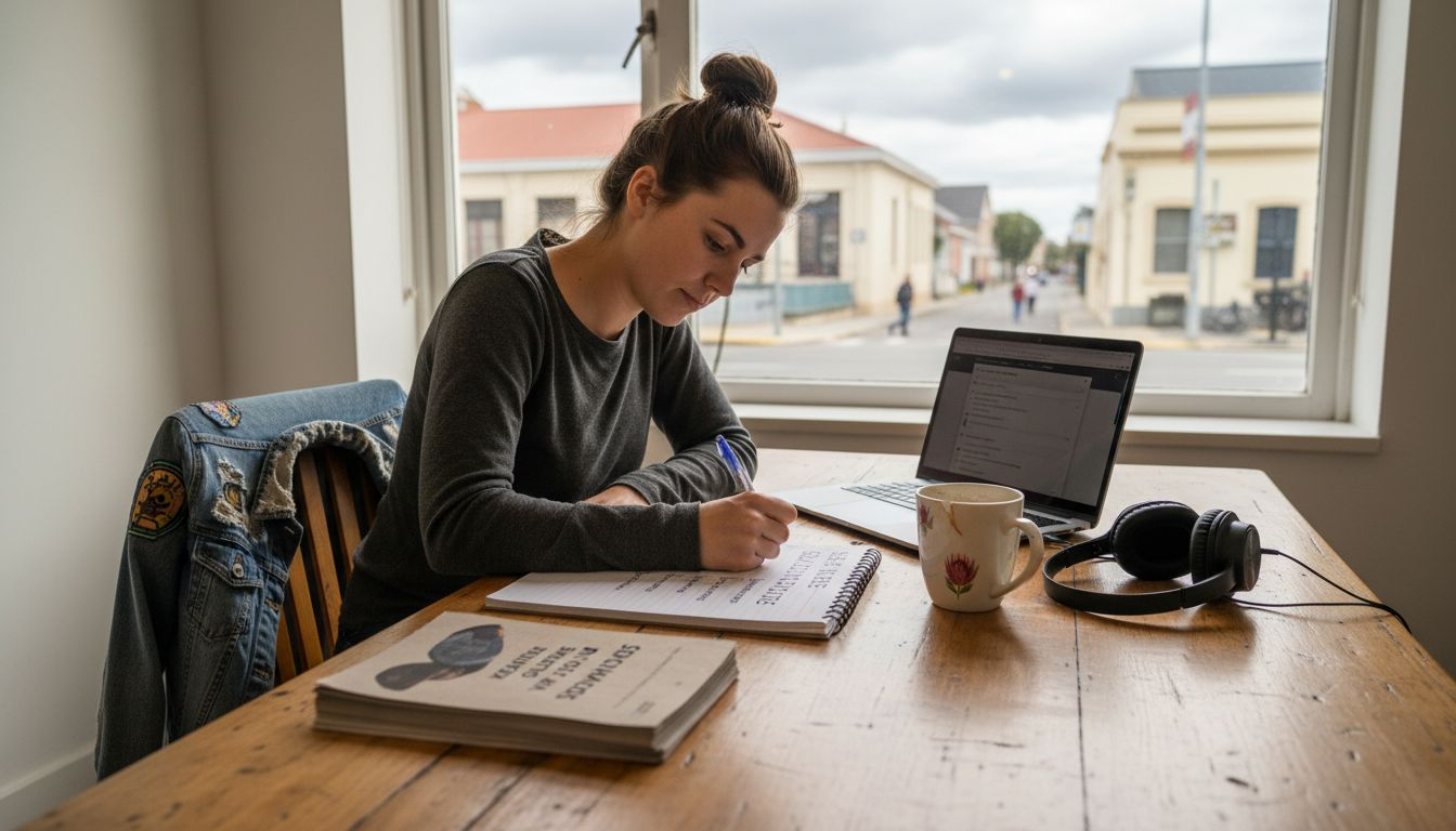 Business owner writing on-page SEO keywords