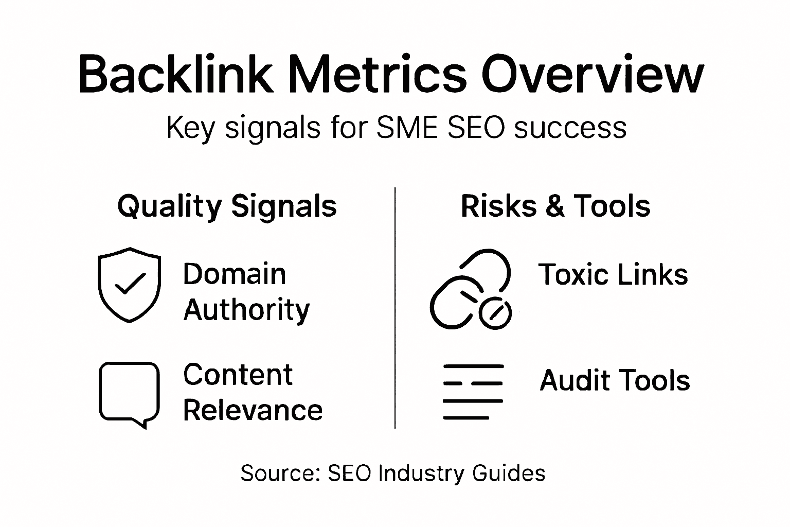 Infographic showing key backlink quality metrics