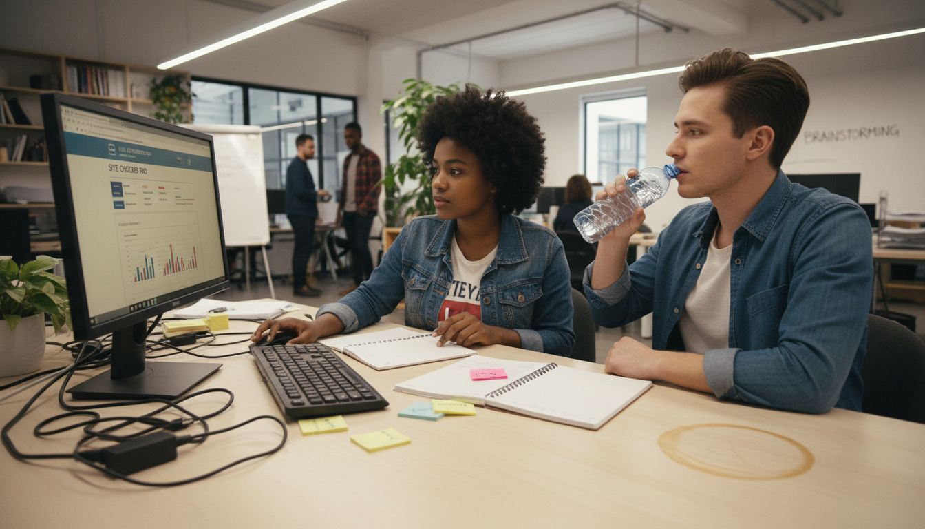 Colleagues conducting website SEO audit