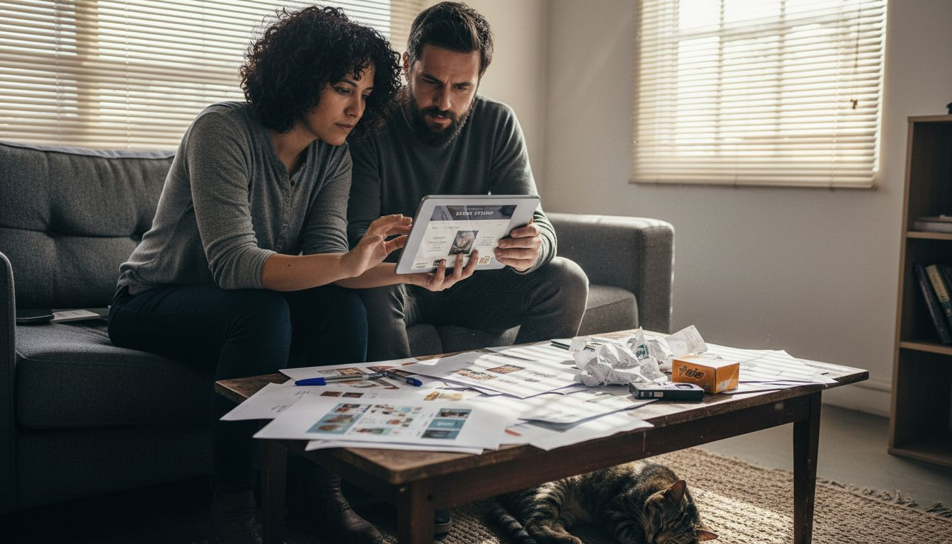 Mobile website review team with printouts