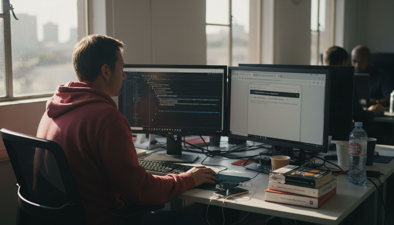 Web developer reviewing search indexing workflow