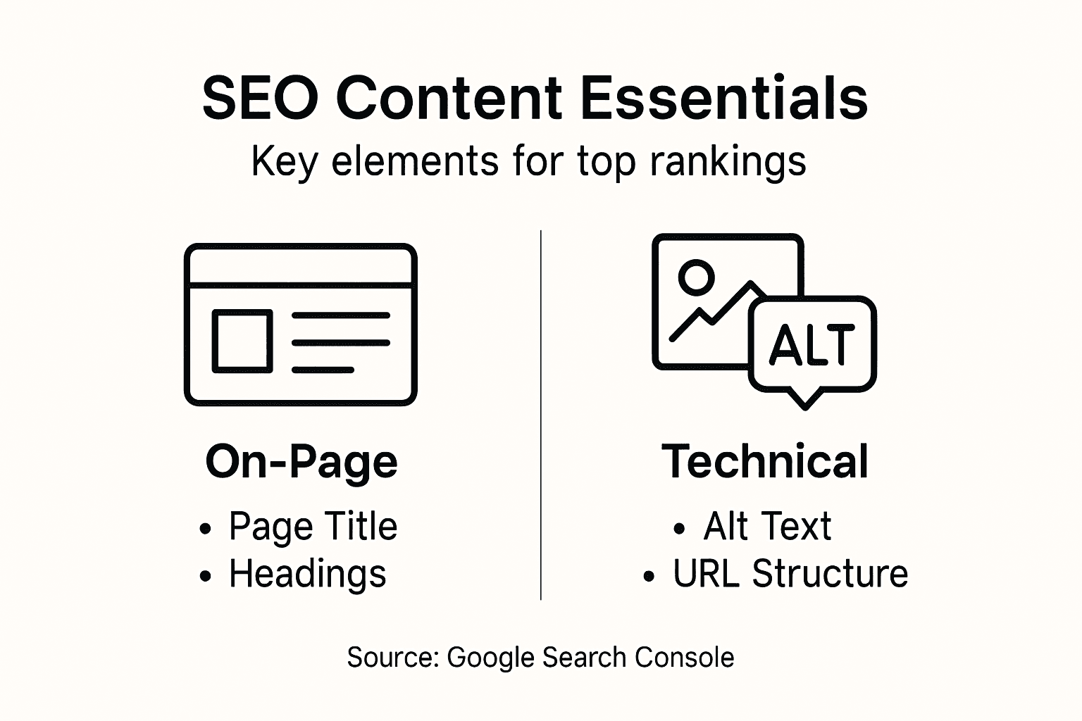 Infographic showing SEO content essentials