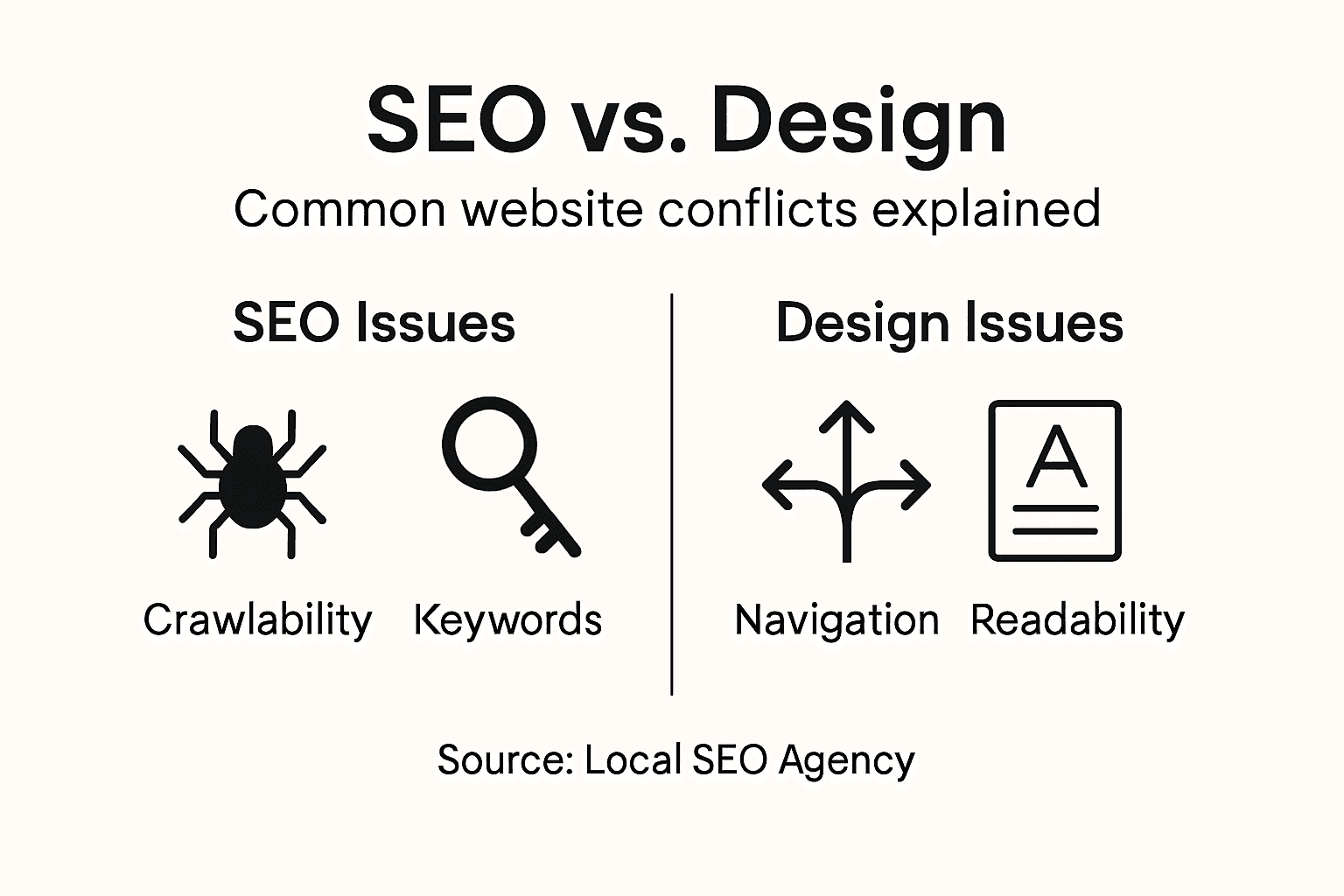 Infographic showing common SEO and design conflicts