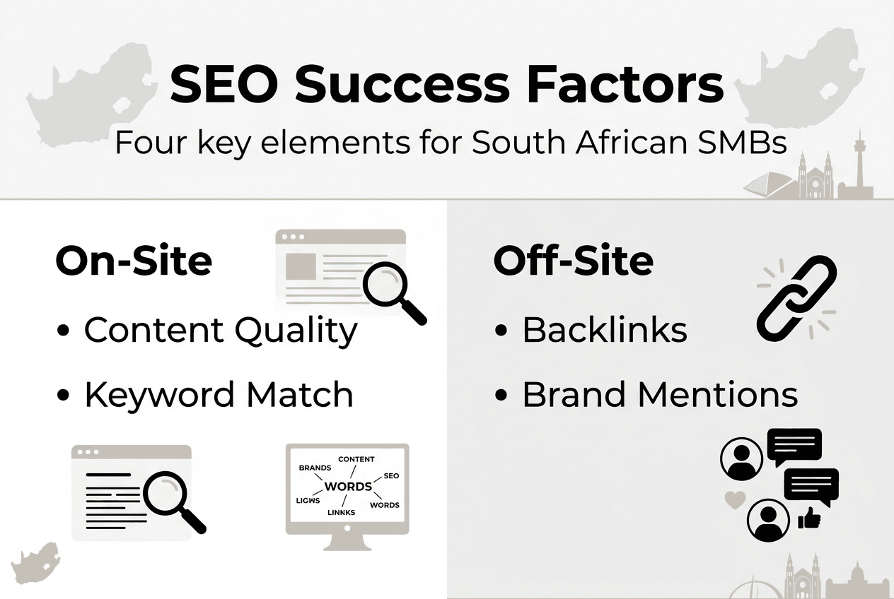 Infographic summarizing SEO core components