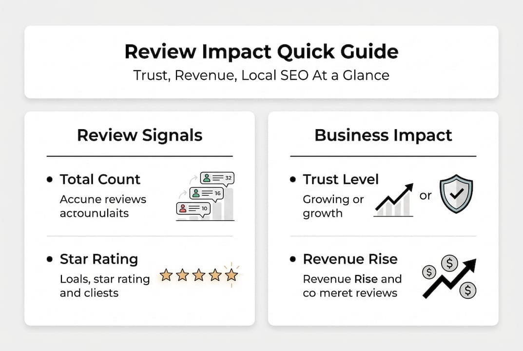 Infographic showing review impact and trust signals